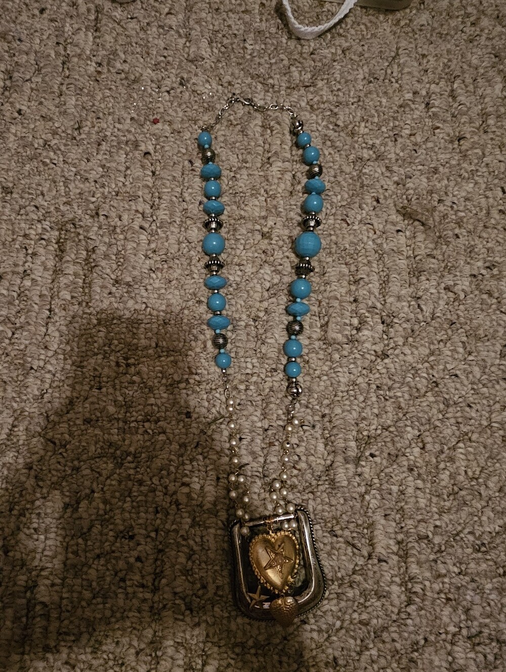 Turquoise Beaded Pendant Necklace - Unbranded